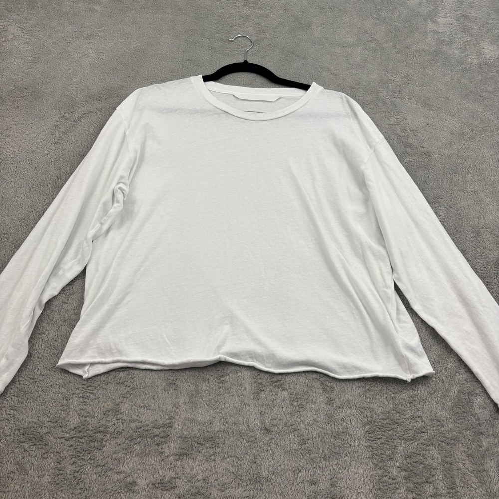 Mother Slouchy Cut Off Shirt Womens XL Bright White‎ Lightweight Quiet Luxury